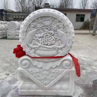 汉白门墩1002理小象狮鼓子抱石一对大石石鼓门枕石玉别墅大院门口