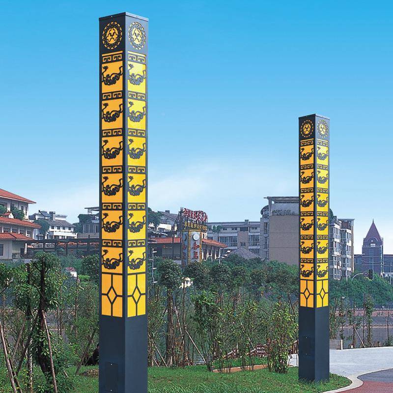 RLI红色方形太约阳能景灯公园小区园院林庭灯柱现代简柱观灯中式