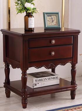 式实木复床头21557美柜白色欧式胡桃色现代简约卧室式古床边储物