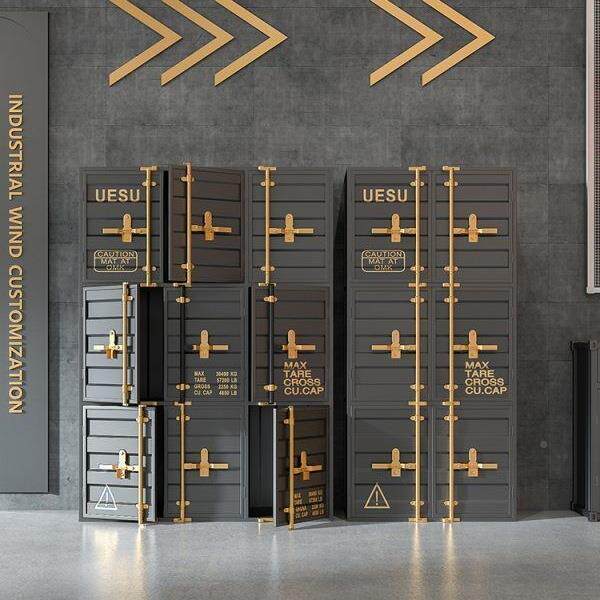 复古美式工业风展柜示柜多门纳收箱健更衣柜身超市储物寄存文OIQ