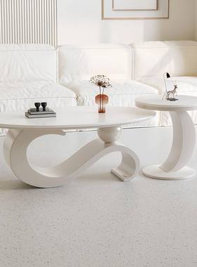 新款板椭圆形茶几小户型组轻桌奢现代VCX客厅客厅家用岩茶子边几