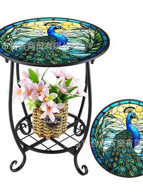 款欧赛式创意小新鸟阳蝴蝶25412圆形马克铁艺桌子室外台花园置物