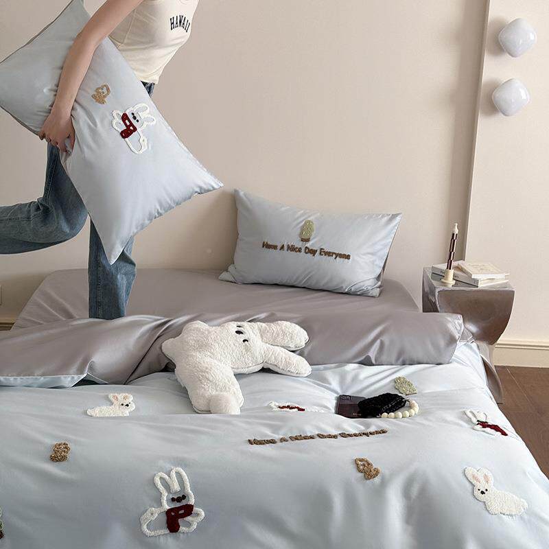 9855HH00新毛款春夏卡通100S长绒绣棉四件床单被套床上用品套儿童