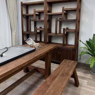 老榆木HPO门板木旧门板风化板实大复古木装 饰板楼梯板踏板地板桌