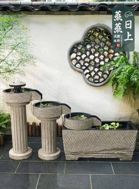 户外庭院花园中流水GAW摆件循环水式院子落地成品阳缸台一楼鱼鱼