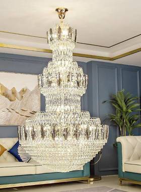 复式楼12160别墅客厅空大酒吊灯中简约楼中楼店跃层轻奢楼水晶梯