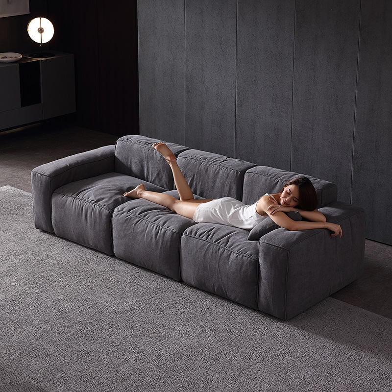 亿海轩意式极简沙发客厅样板间家具四人位2.6米羽绒布艺沙发