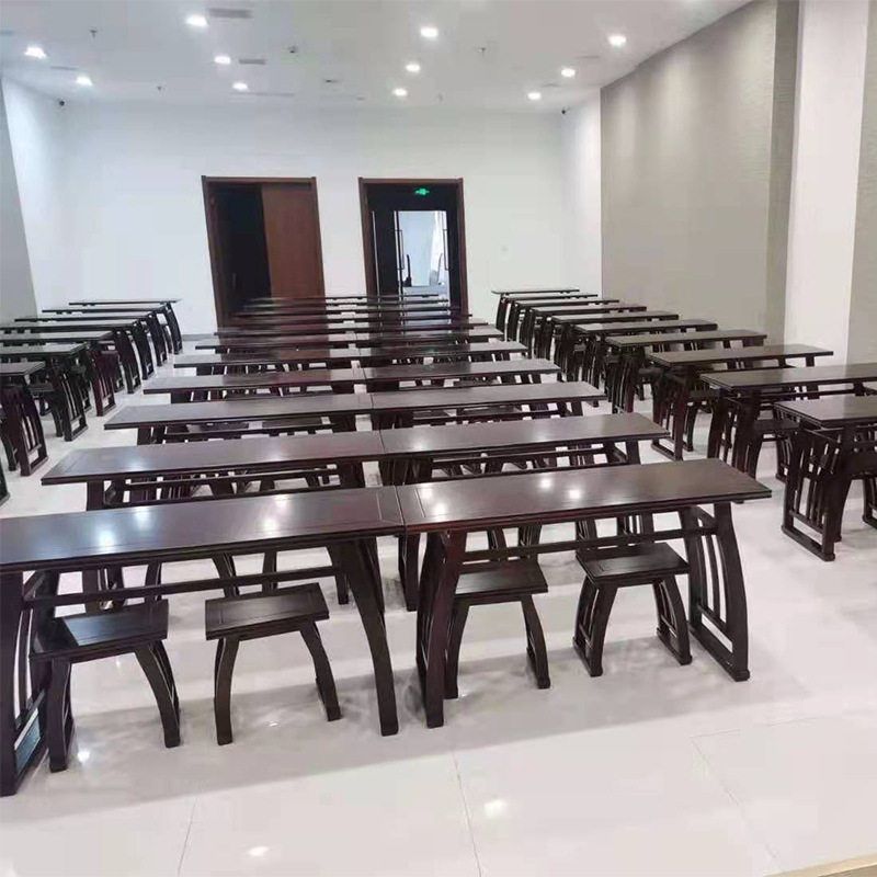 供应实木国学桌书法书画桌学习桌马鞍桌中式双人学生桌榆木书桌