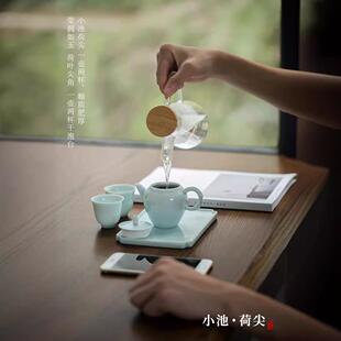 小清新粉青亚白霁蓝便携旅行茶具套装一壶两杯带茶盘轻奢泡茶套组