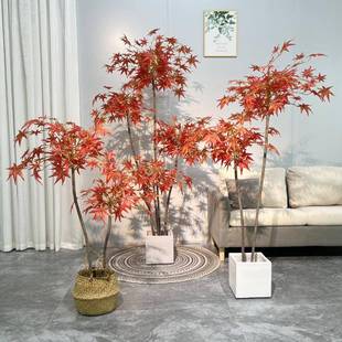 仿真红枫树盆栽红枫造型树大型装饰枫叶树榕树仿真树造景橱窗落地