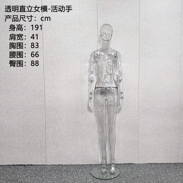 透明男女模特全身假人体拍摄道具模型活动关节手可动透明模特