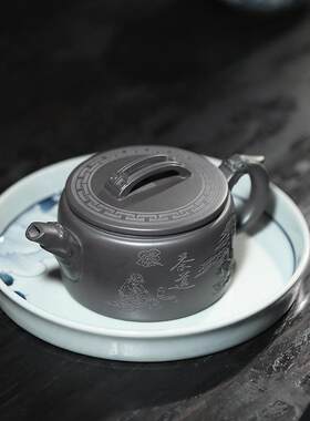 宜兴原矿紫砂壶石黄料茶壶茶道汉瓦壶全手工家用泡茶壶茶具货