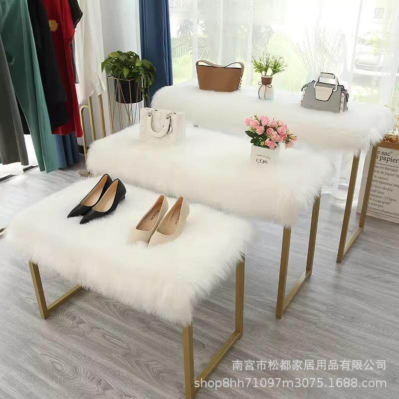 长毛绒床头柜毛毛垫仿羊毛椅垫桌面垫子梳妆台垫茶几台布仿羊毛