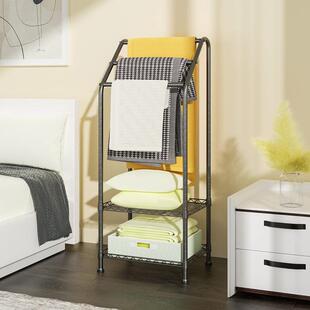 卫生间置物架落地式浴室厕所洗手间脸盆三层金属毛巾收纳架储物