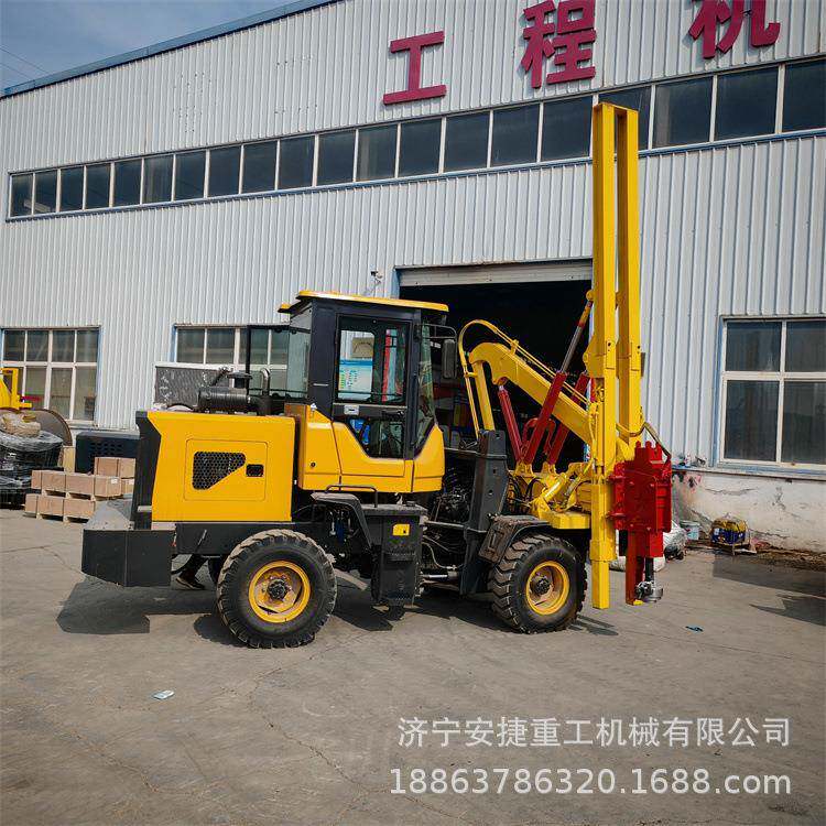 高速公路波形护栏打桩机液压锤头打拔钻一体机混凝土地面打孔机