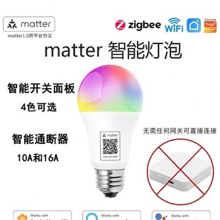 matter直连智能灯泡语音远程声光控制Homekit开关面板通断器网关