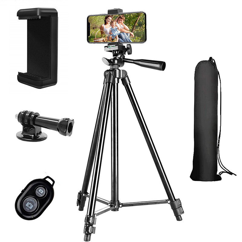 厂家现货品质 铝合金三脚架 手机三脚架高度1米相机两用gopro支架