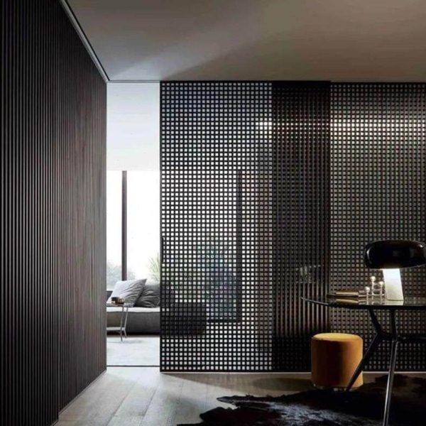 极简金属格栅隔断墙办公展厅格子镂空隔栅侘寂风客厅卧室酒店屏风