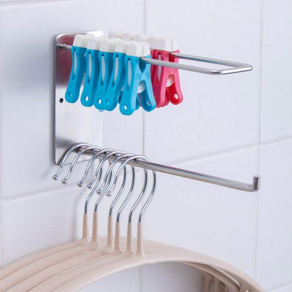 衣架收纳神器 阳台夹子整理架 不锈钢免打孔壁挂式置物架挂钩家用,收纳整理,金属衣架,淘宝优惠券,粉丝福利购,淘宝优惠卷