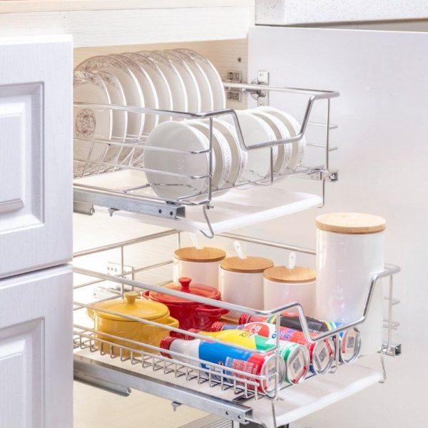 拉篮SUS304抽屉式厨房橱柜不锈钢550柜体小拉篮碗架碗篮架蔬果篮,家装主材,拉篮,淘宝优惠券,粉丝福利购,淘宝优惠卷