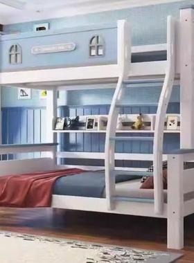 XMF小窗口挂梯全实木子母床两层上下铺r木床儿童床高低床小户