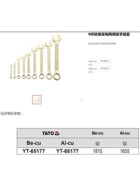 易尔拓原装防爆梅花开口两用扳手组套YT-65177YT-65178YT-65179