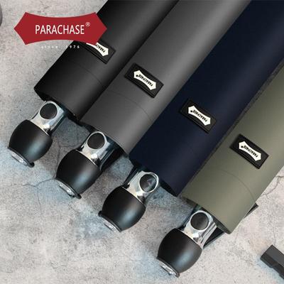 parachase男士皮柄全自动折叠复古商务伞115cm素色加大加固防风