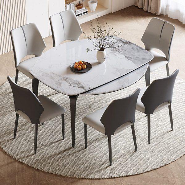 伸缩岩板餐桌家用小户型现代简约可变圆形折叠餐桌椅组合方圆两用,住宅家具,岩板餐桌,淘宝优惠券,粉丝福利购,淘宝优惠卷