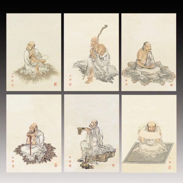 夏荆山国画佛画罗汉图工笔水墨画人物画艺术微喷复制画装饰画