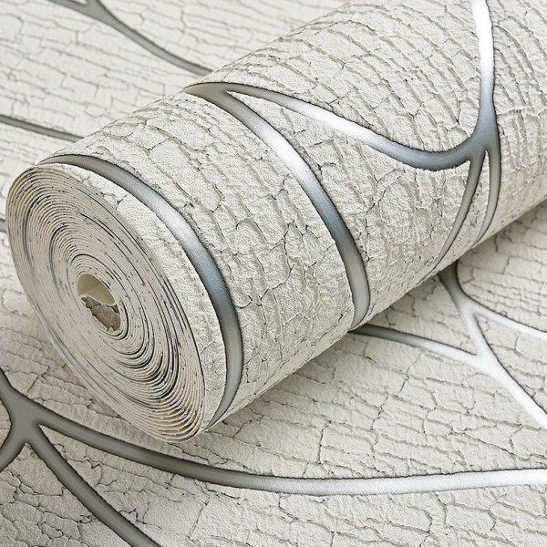 曲线条纹无纺布墙纸 简约时尚3D浮雕鹿皮绒壁纸 卧室客厅背景墙纸