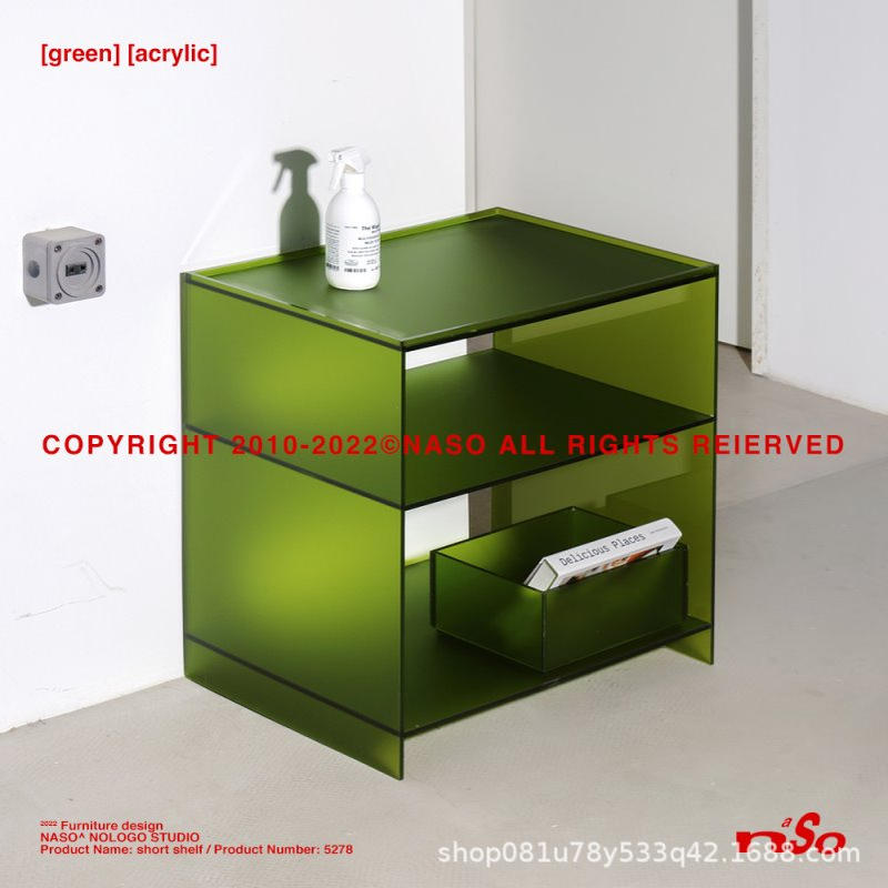 书柜书架客厅透明边几落地实木收纳置物架储物矮柜子亚克力透明架