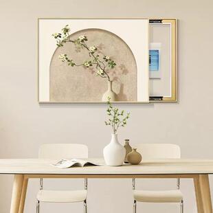 原木风电表箱装饰画北欧奶油风配电箱遮挡挂画绿植电闸盒开关壁画