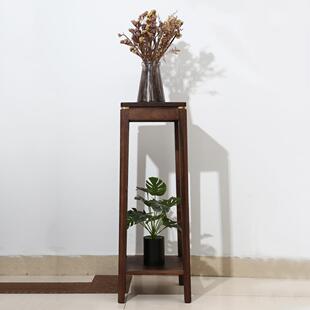 北美黑胡桃木平板花架小方桌茶几实木盆栽摆件客厅电视边柜置物架