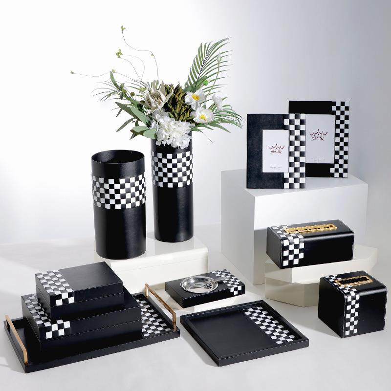 简约现代黑色超纤皮革相框纸巾盒首饰盒托盘花器烟灰缸组合摆件,农用物资,其他肥料,淘宝优惠券,粉丝福利购,淘宝优惠卷