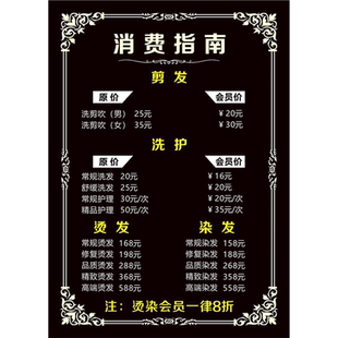 海报印制海报展板素材美发消费指南墙贴墙纸挂图装饰画贴纸