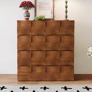 中古风实木涟漪卡门柜收纳柜卧室客厅电视柜自由组合搭配斗柜