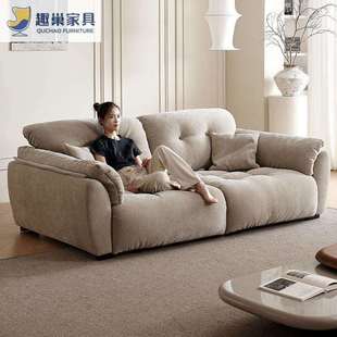 简约现代云朵沙发免洗可移动靠背超宽网红沙发极简雪尼尔直排沙发