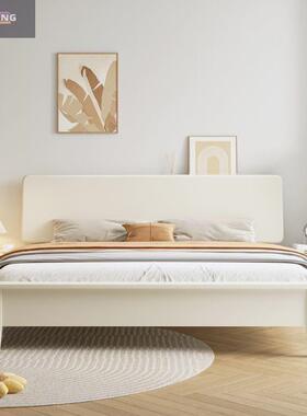北欧实木床现代简约白色床高箱储物1.8m主卧双人床奶油风民宿