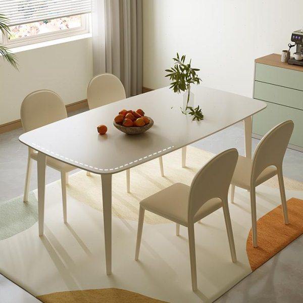 奶油风岩板餐桌小户型客厅饭桌现代简约轻奢家用长方形餐桌椅组合,住宅家具,岩板餐桌,淘宝优惠券,粉丝福利购,淘宝优惠卷