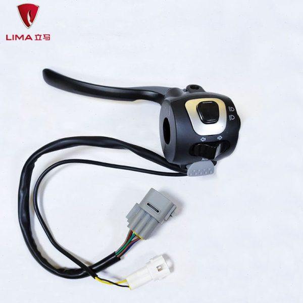 立马MIKA电动车左边开关喇叭变光转向灯总成8mm镜座加厚刹车把