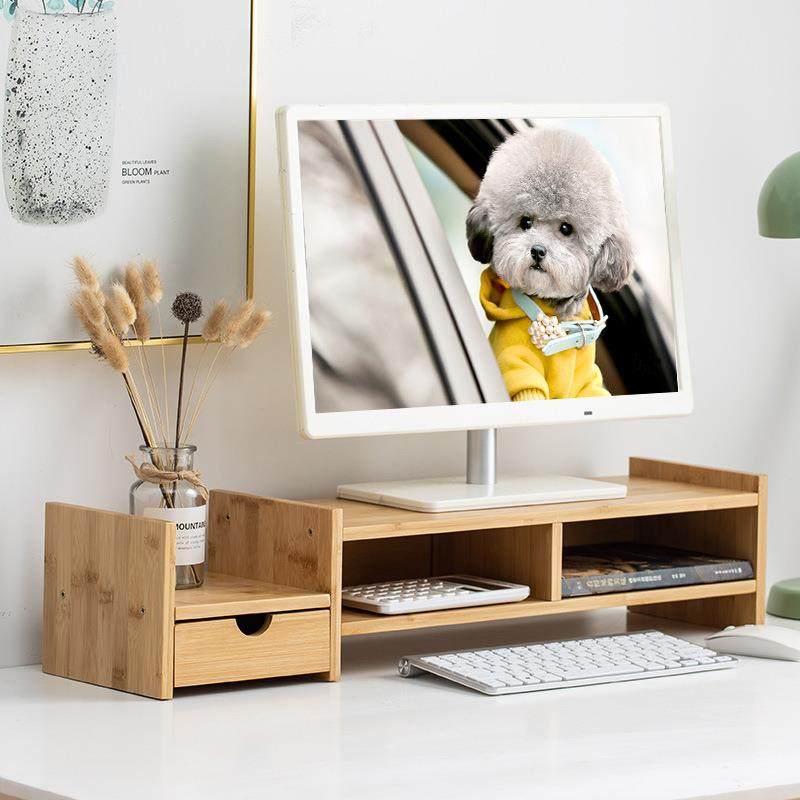 显示器增高架电脑加高支架楠竹桌面收纳置物架桌上架子抬高架底座