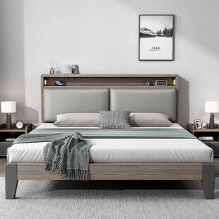 新中式实木床1.5米现代简约双人床1.8x2米主卧家用民宿1.2m单人床