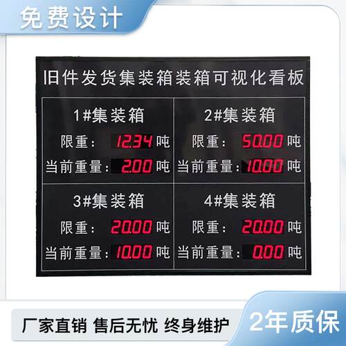 LED电子显示屏重量单色看板重量实时显示屏信号对接数据电子看板