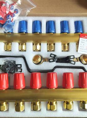 地暖温控分水器全铜地热分集水器DN25恒温手动智能温控分水器