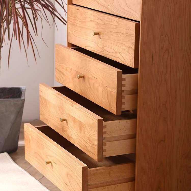 全实木五斗柜斗橱樱桃木北欧日式小户型收纳储物柜原木家具梳妆台