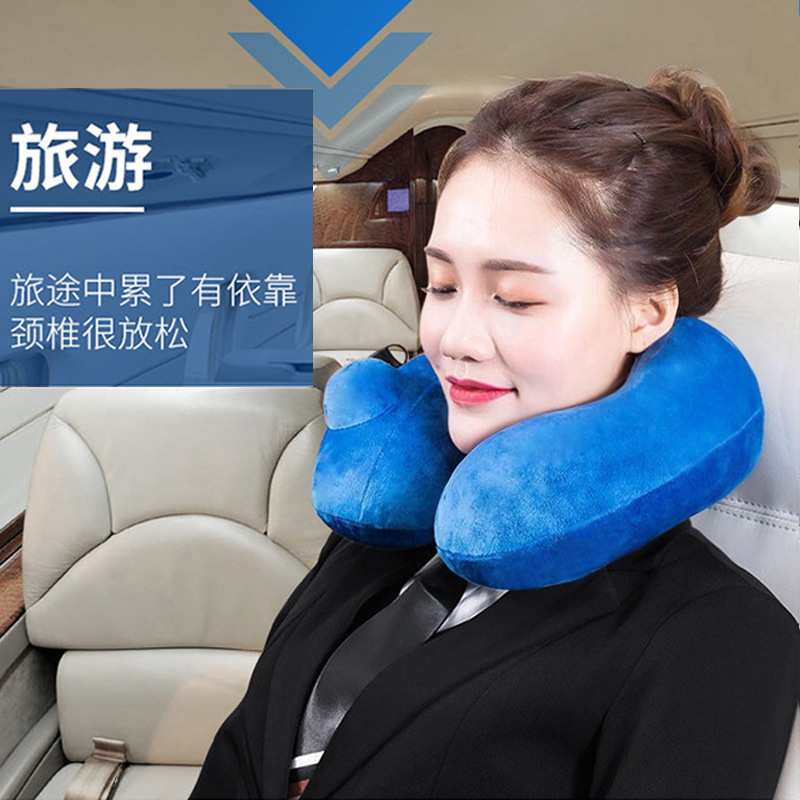 按压自动充气U型枕旅行常备神器便携飞机靠枕头空气脖子护颈头枕