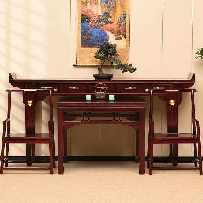 中式中堂六件套八仙桌花架条案四件套古典家具新中式佛台翘头案台