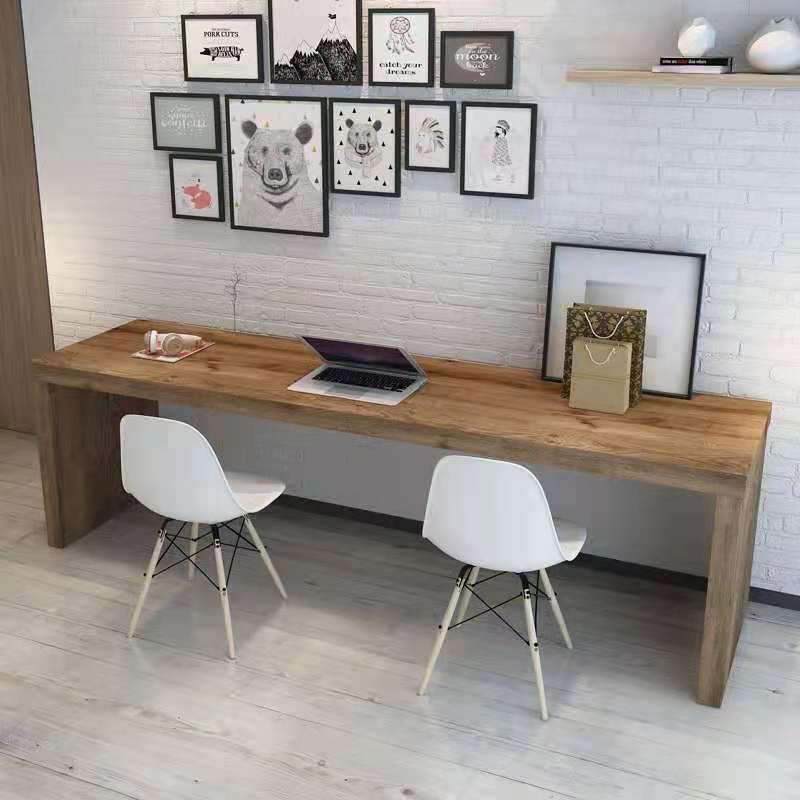 北欧实木家用学习桌简易靠墙阅读书桌复古休闲创意工作办公桌子