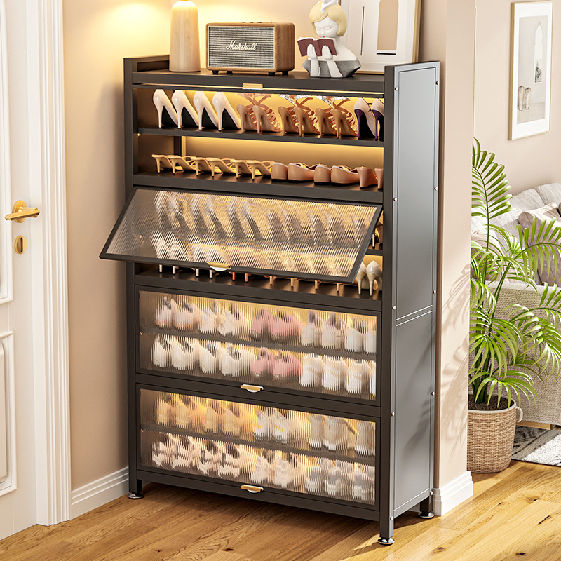家用钢制鞋柜防尘入户玄关收纳柜大容量多层鞋架上翻门鞋子储物柜