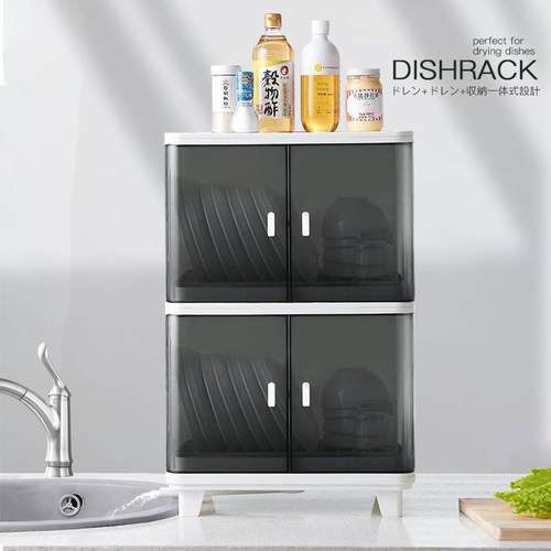 厨房餐具碗筷碗柜厨房碗碟收纳柜碗架盒家用收纳沥水双层置物架子